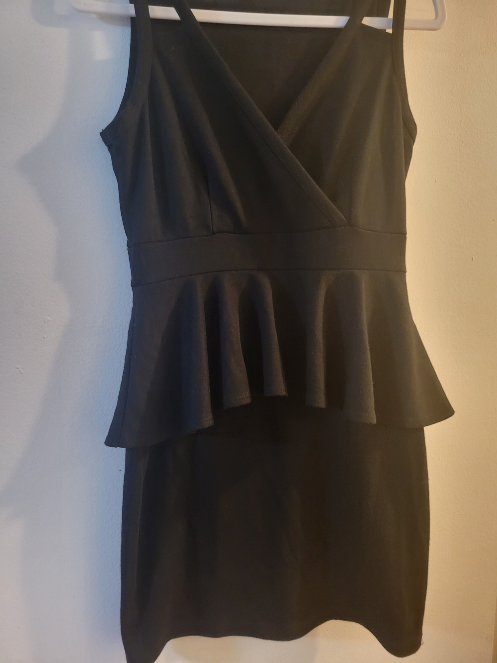 Classic Black Peplum V-Neck Dress